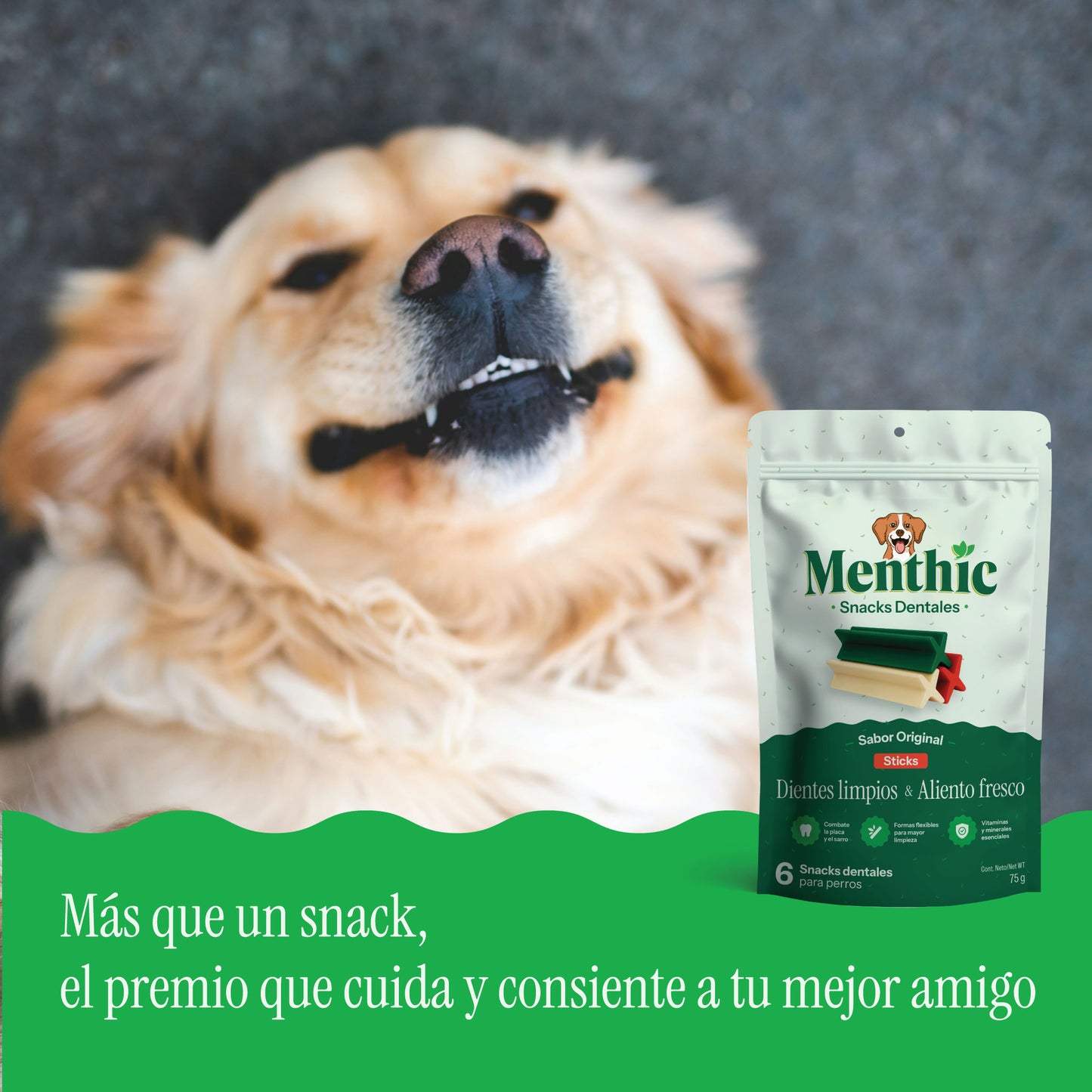 Sticks Dentales para Perros Menthic x6 (75g) - Snack Natural