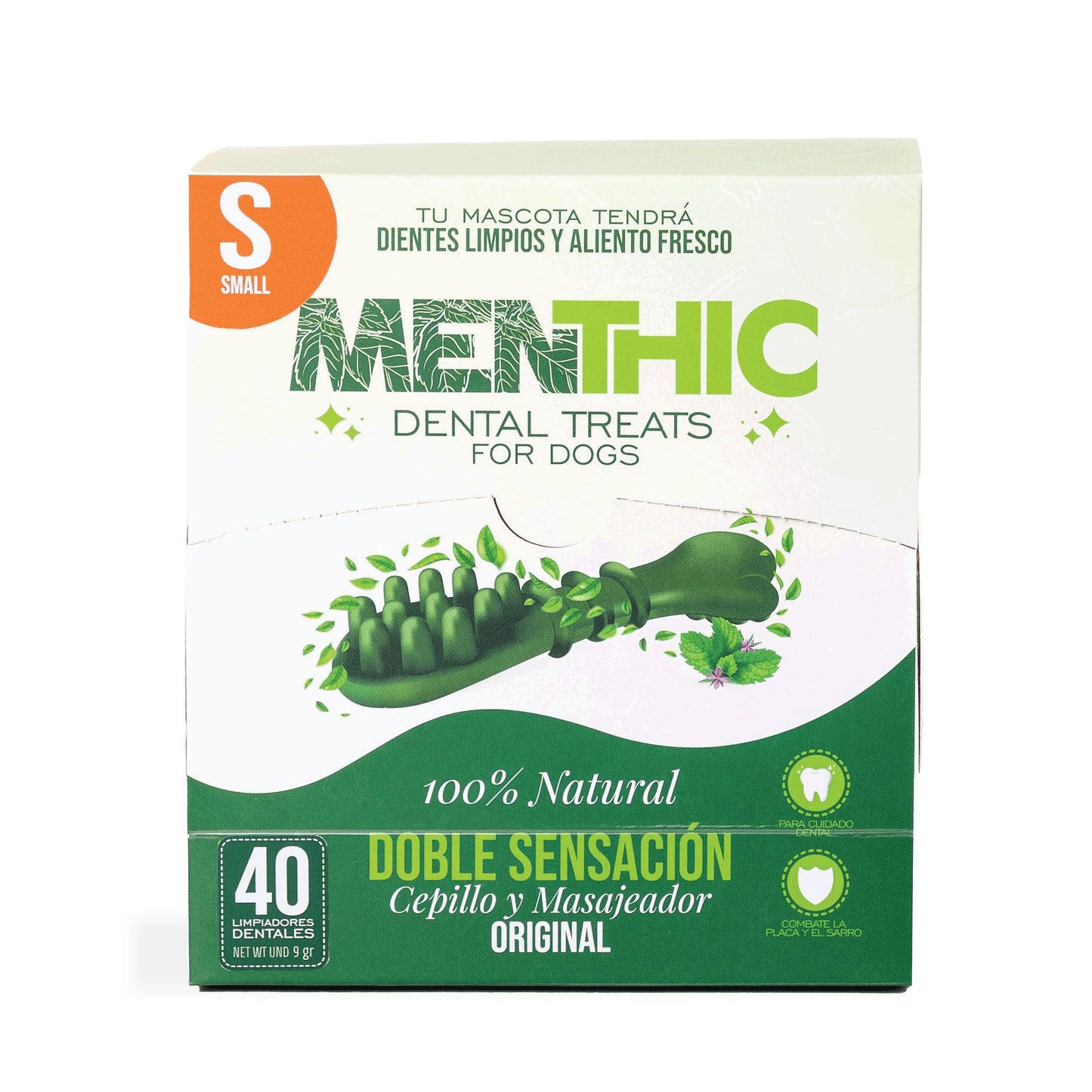 Cepillos Dentales para Perros Menthic Caja Sachet Small x40 (360g) – Snack Natural