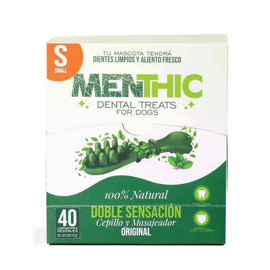 Cepillos Dentales para Perros Menthic Caja Sachet Small x40 (360g) – Snack Natural