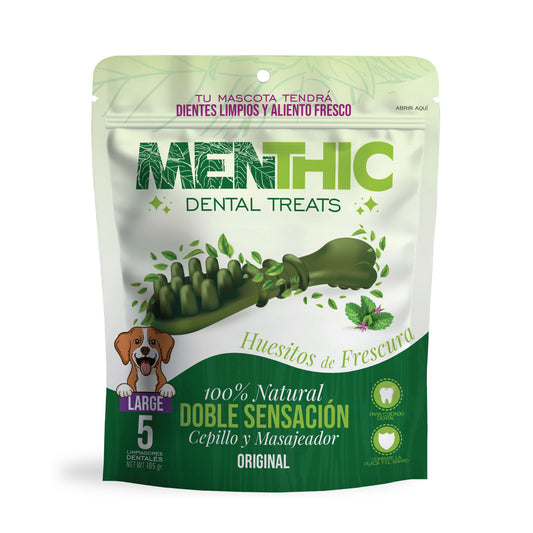 Cepillos Dentales para Perros Menthic Large x5 (185g) – Snack Natural