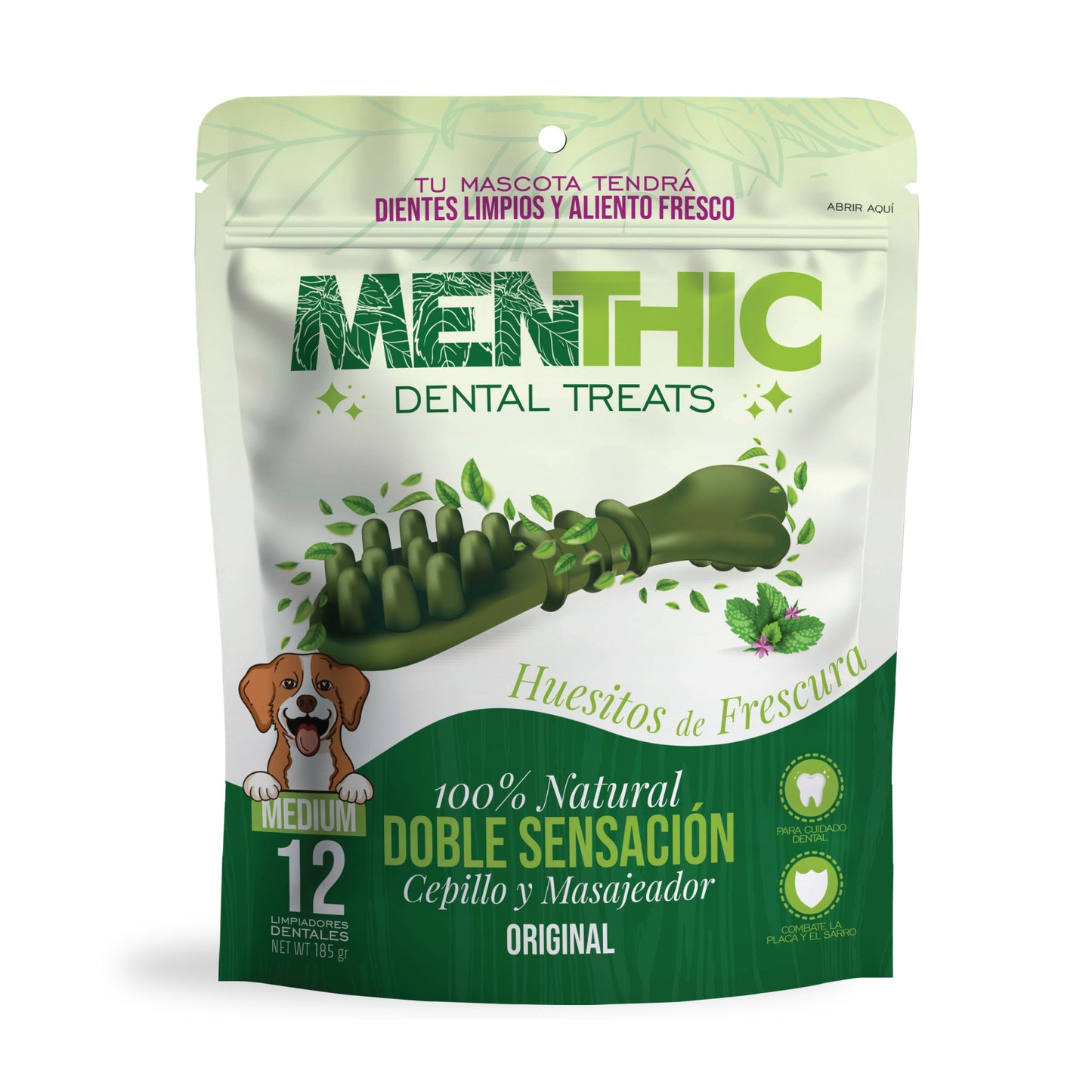 Cepillos Dentales para Perros Menthic Medium x12 (185g) – Snack Natural