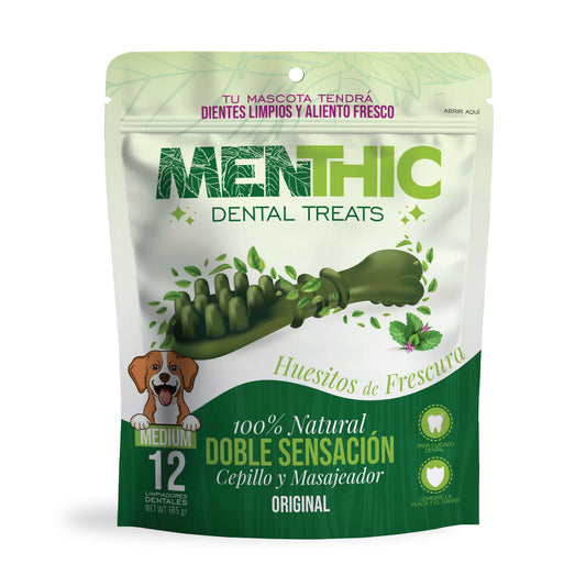 Cepillos Dentales para Perros Menthic Medium x12 (185g) – Snack Natural