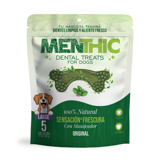Huesos Dentales para Perros Menthic Large x5 (185g) – Snack Natural