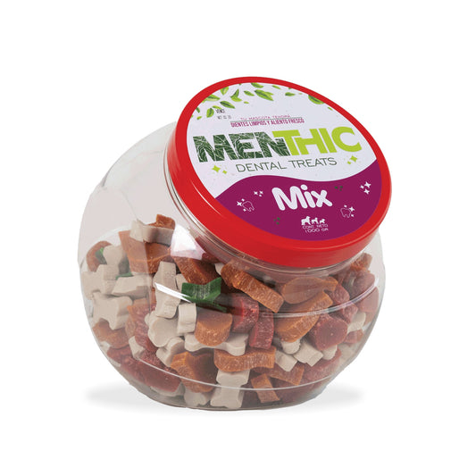Mix Figuras Dentales para Perros Menthic Bombonera 1000 g – Snack Natural
