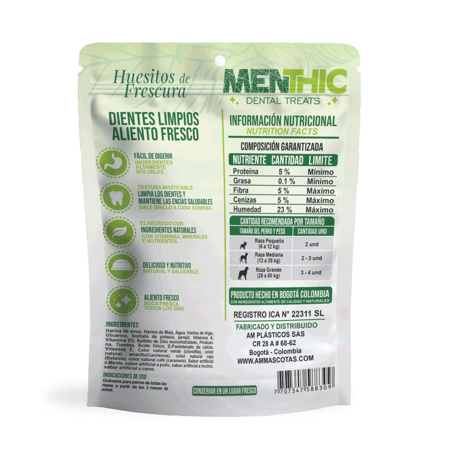 Huesos Dentales para Perros Menthic Medium x12 (185g) – Snack Natural