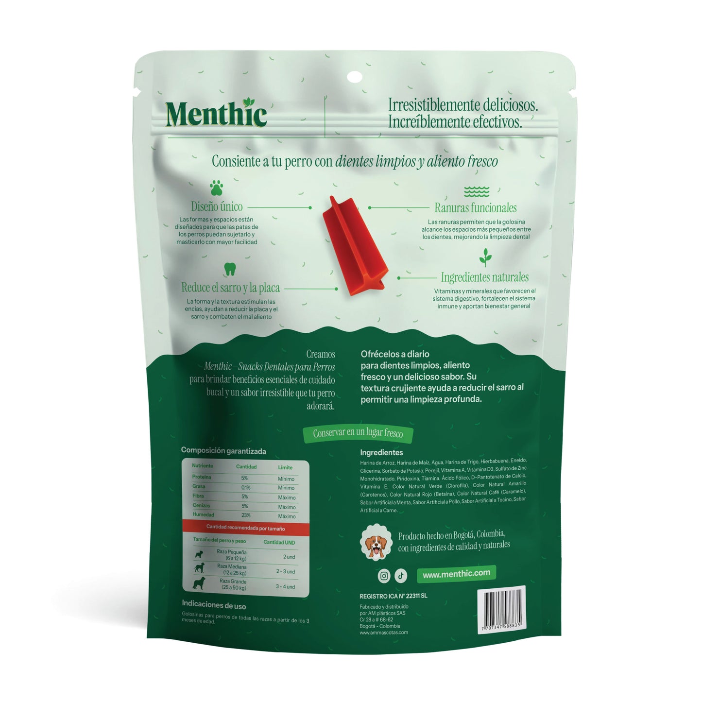 Sticks Dentales para Perros Menthic x11 (150g) - Snack Natural