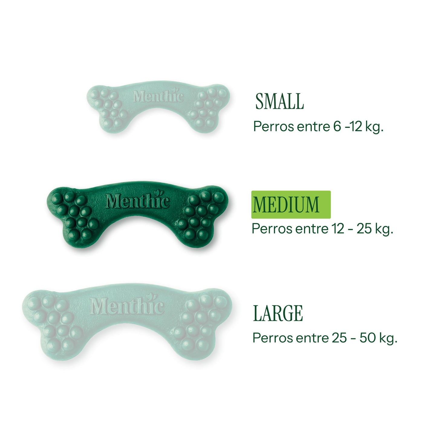 Huesos Dentales para Perros Menthic Medium x12 (185g) – Snack Natural