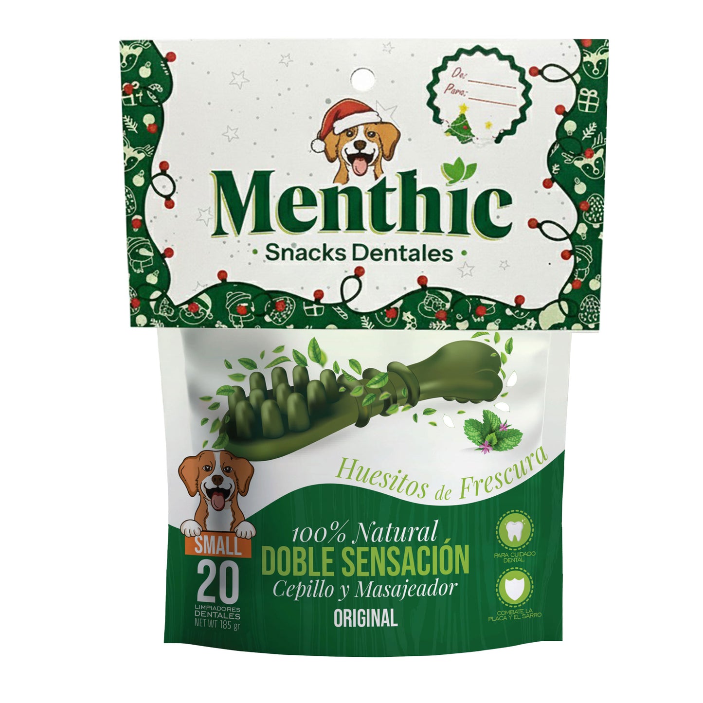 Cepillos Dentales para Perros Menthic Small x20 (185g) – Snack Natural