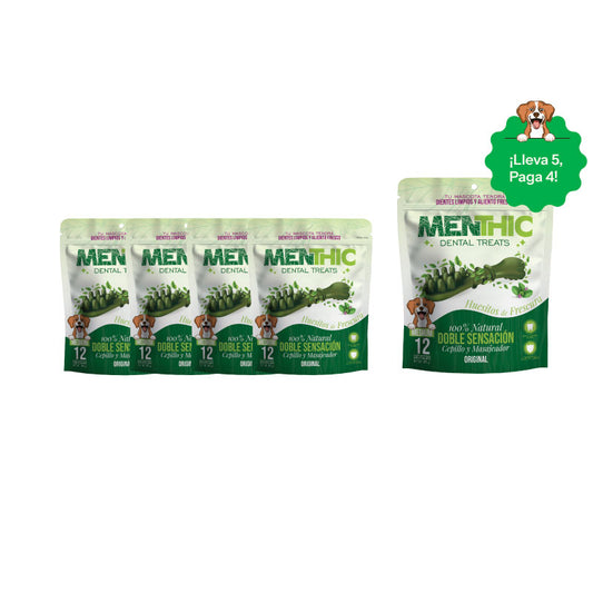 Menthic Dental Treats Cepillos Medium, 12 unidades - ¡Lleva 5, Paga 4!