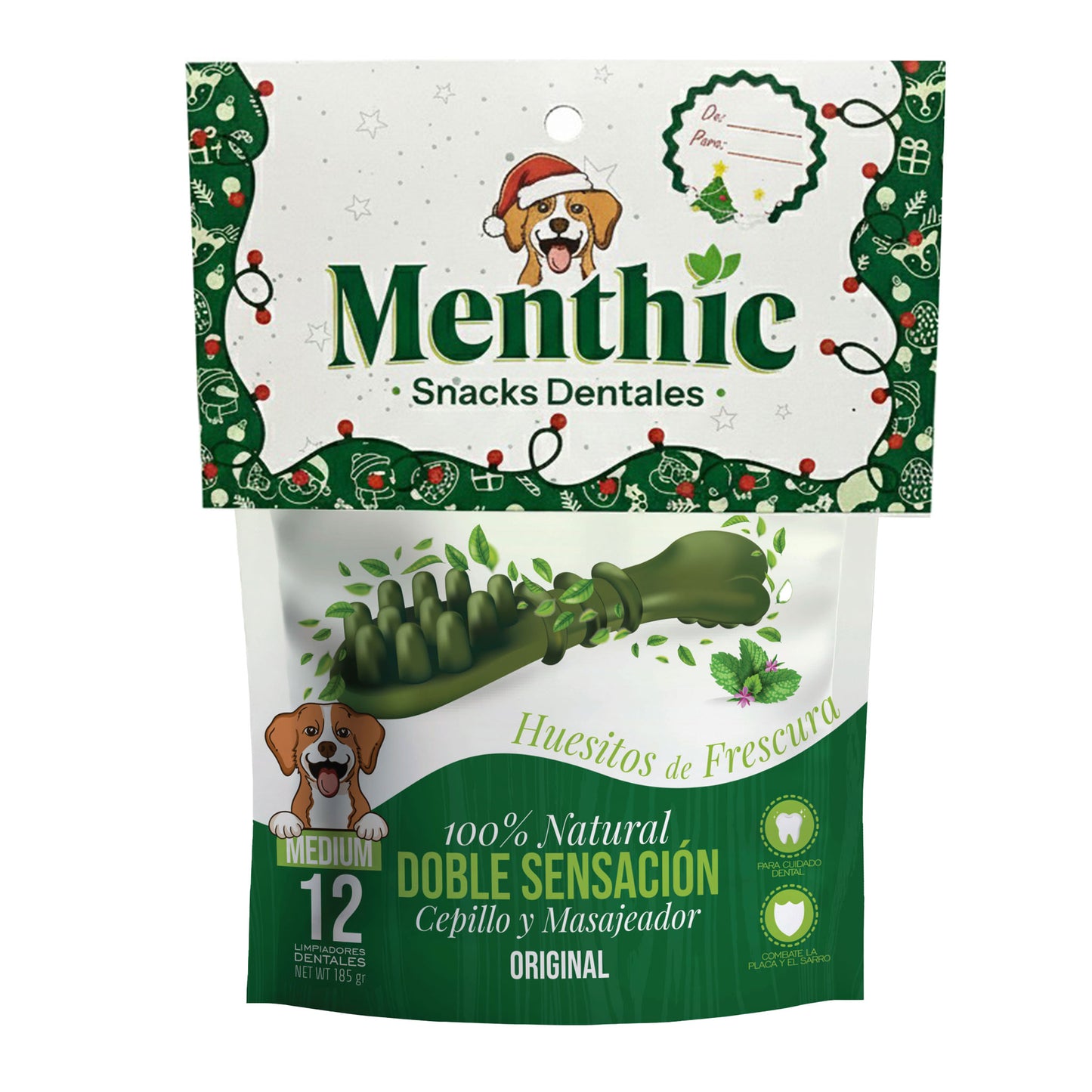 Cepillos Dentales para Perros Menthic Medium x12 (185g) – Snack Natural