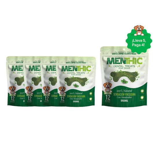 Menthic Dental Treats Huesos Medium, 12 unidades - ¡Lleva 5, Paga 4!