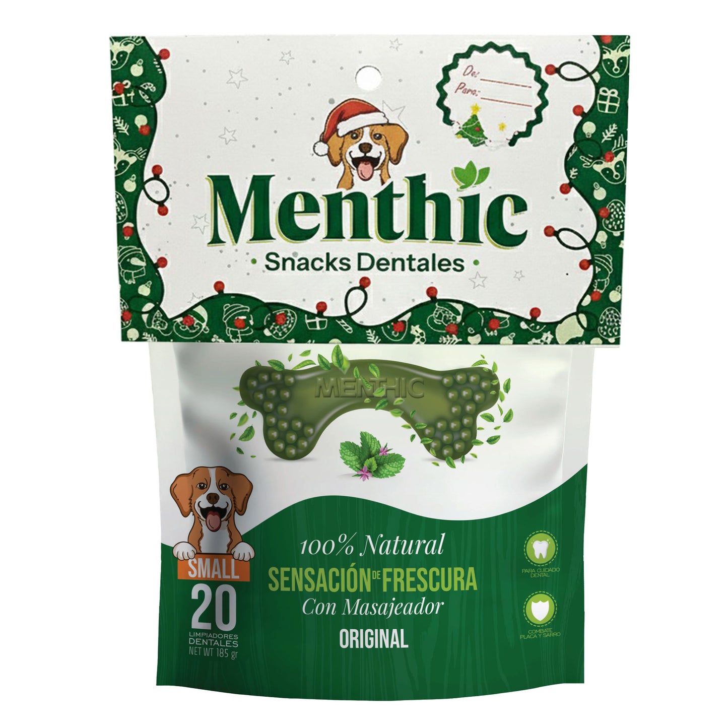 Huesos Dentales para Perros Menthic Small x20 (185g) – Snack Natural