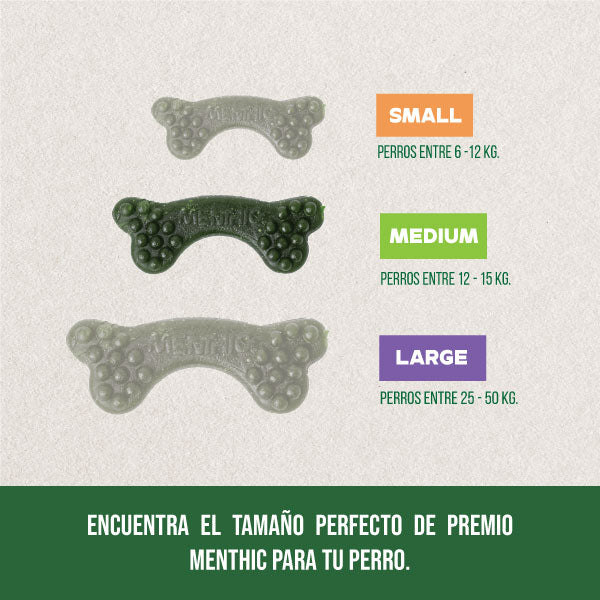 Menthic Dental Treats Huesos Medium, 12 unidades - ¡Lleva 5, Paga 4!