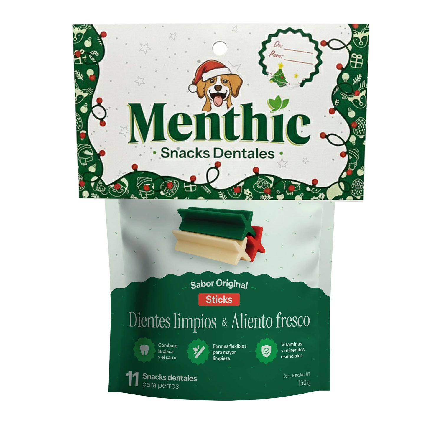 Sticks Dentales para Perros Menthic x11 (150g) - Snack Natural