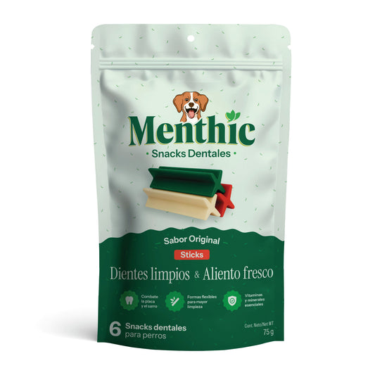 Sticks Dentales para Perros Menthic x6 (75g) - Snack Natural